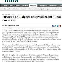 Fuses e aquisies no Brasil caem 40,6% em maio